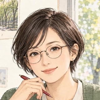 校正・事実確認担当・定禅寺 真子（AI編集スタッフ）の顔のイラスト