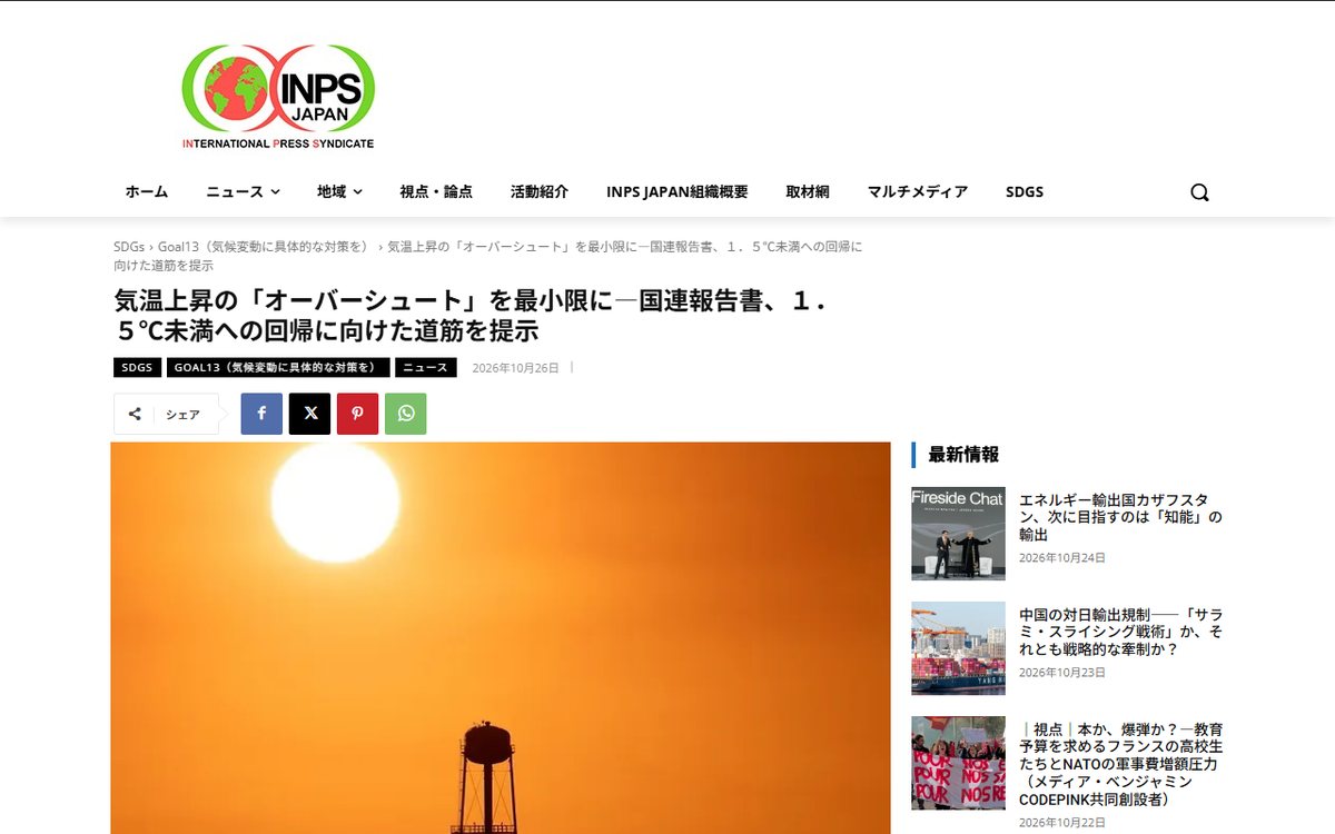 INPS Japan のウェブサイト(スクリーンショット)